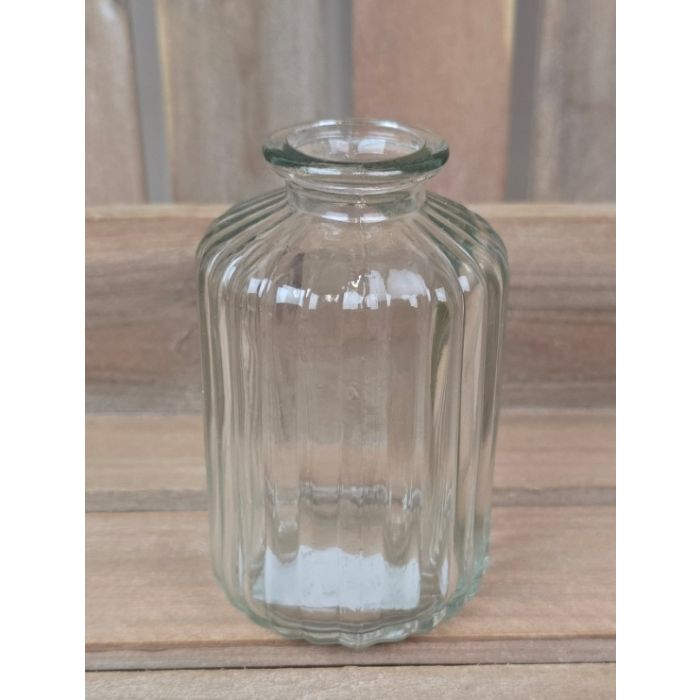 Clear Ribbed Glass Bottle (10cm)