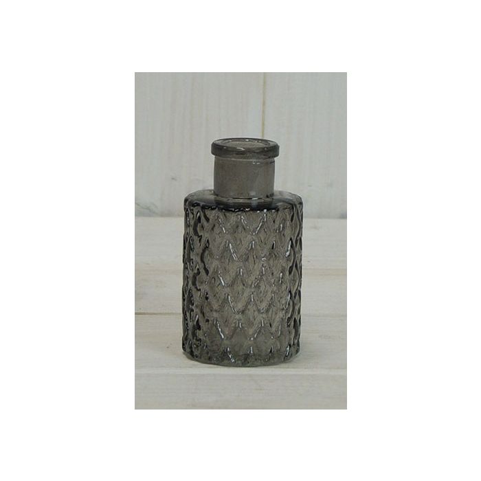 Smoky Grey Mini Geometric Glass Bottle (9.2cm)