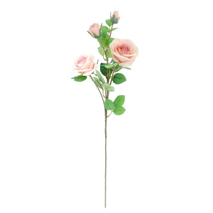 70cm Light Pink Rose With 2 Buds Stem