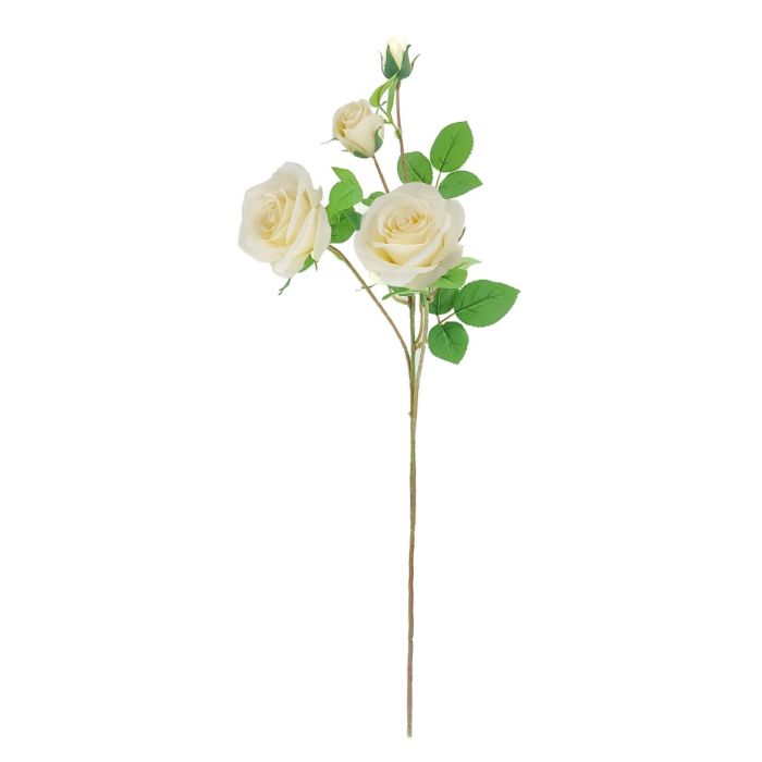 70cm Ivory Rose With 2 Buds Stem