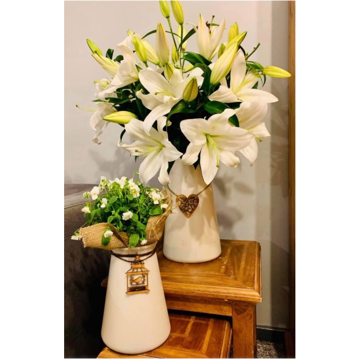 Recycled Aqua Vase Pearl White 23cm Tall