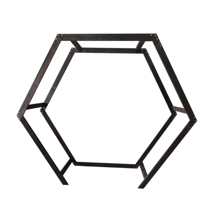 254cm Heptagon Wooden Arch Burnt Wood