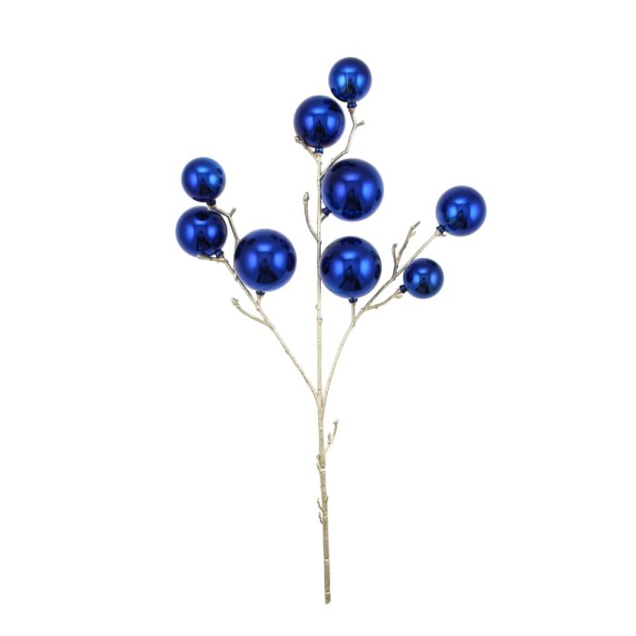 53cm Shiny Bauble Spray Dark Blue