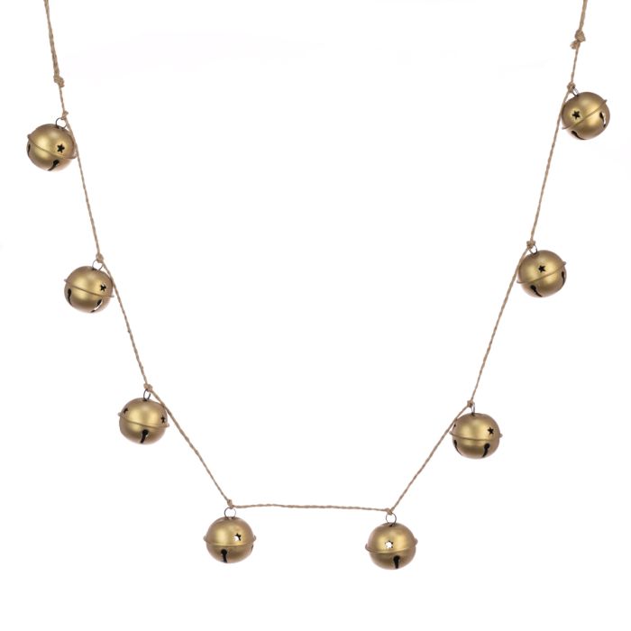 METAL Bell Garland 110cm Champagne