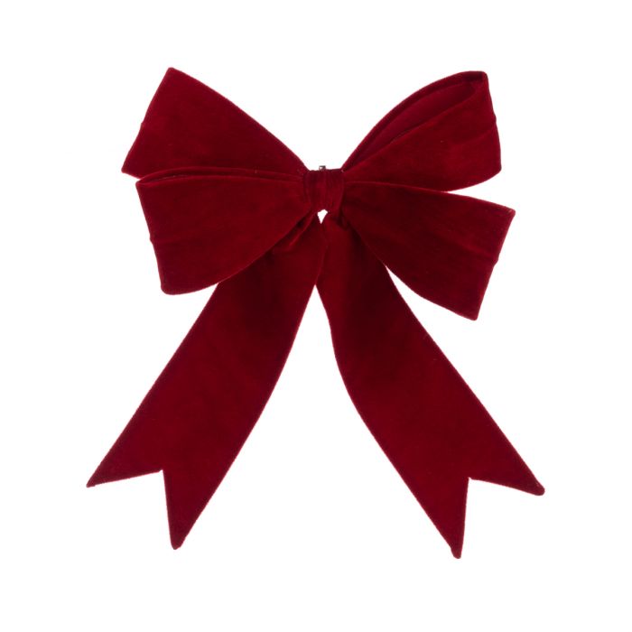 Velvet Wired Bow 48cm Red