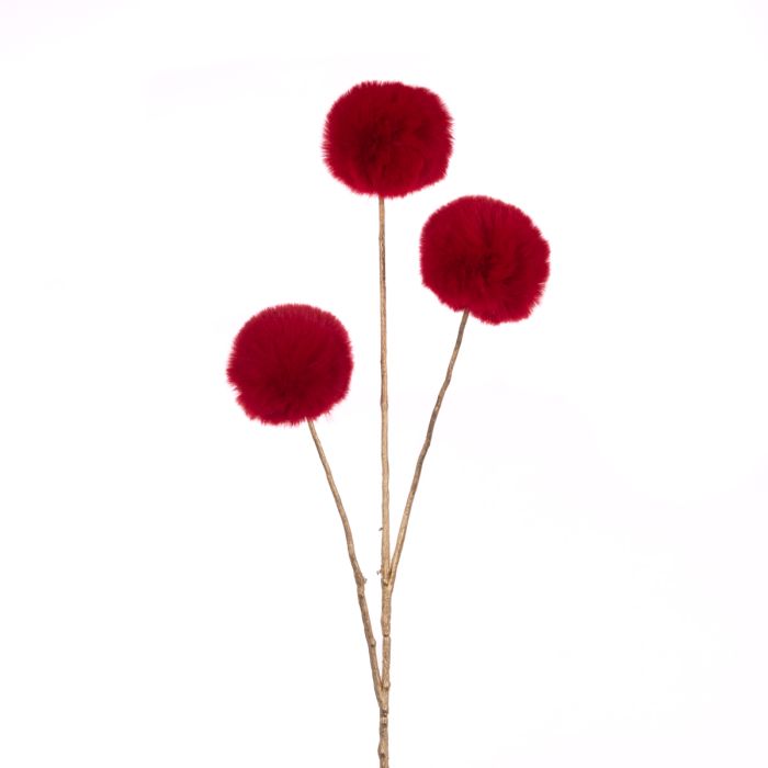 Fluffy Pom Pom Spray 73cm Red