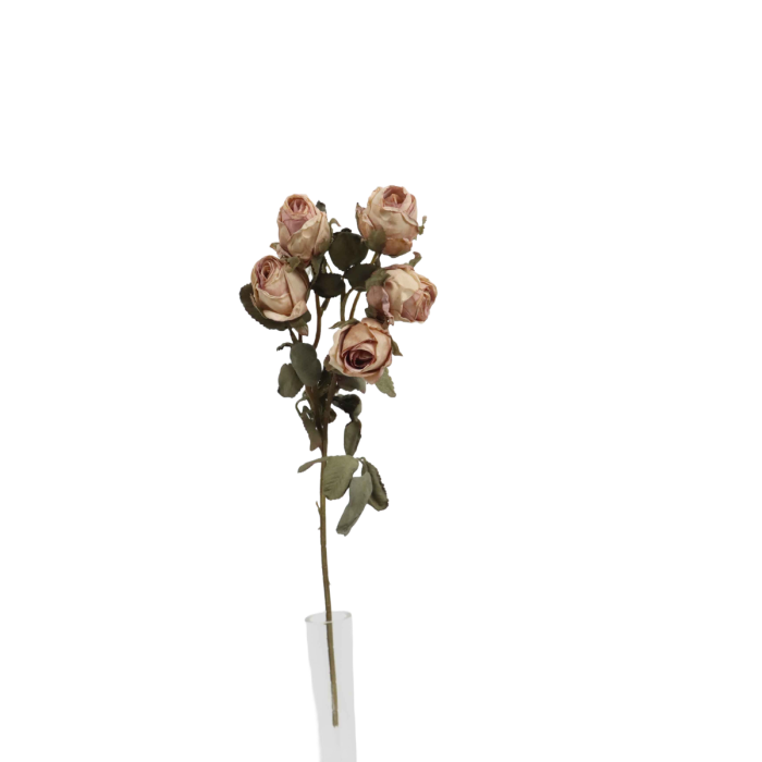 Artificial Dry Rose Bush - Pink/Mauve (43cm long)