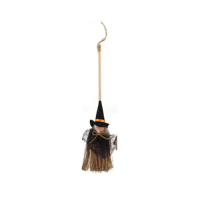34cm Witch On Broom Hanger Grey (N50614)