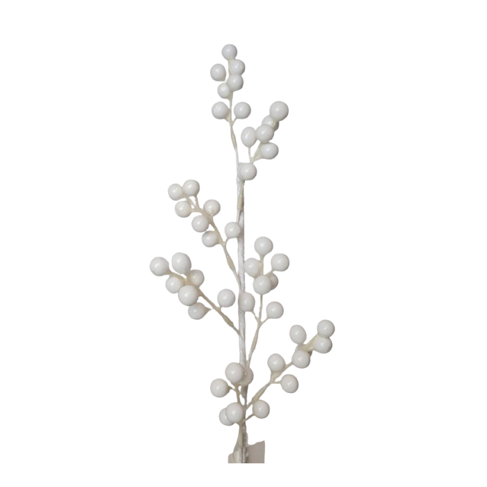 58cm Single Berry Stem White