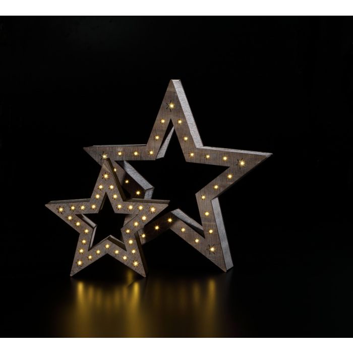 S/2 Rustic Wooden Stars 50cm & 30cm