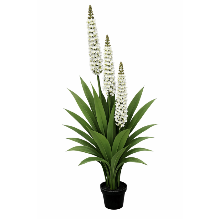 Artificial Real Touch Lupin Plant White/Green 150cm