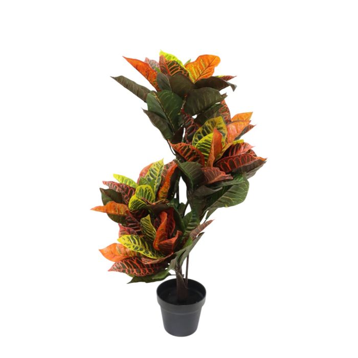 Artificial Real Touch Croton Tree Green/Orange 100cm