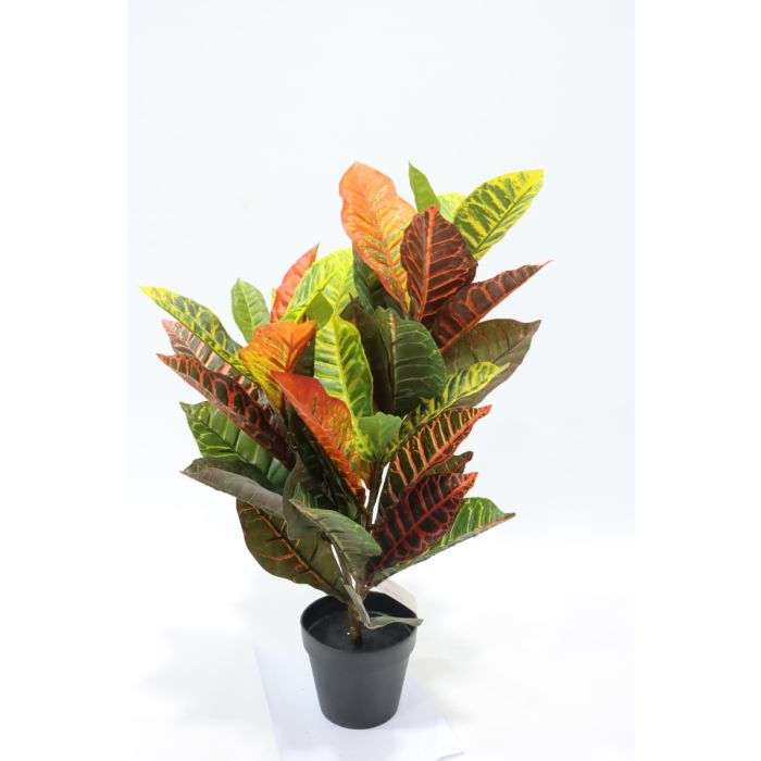 Artificial Real Touch Croton Plant Green/Orange 70cm