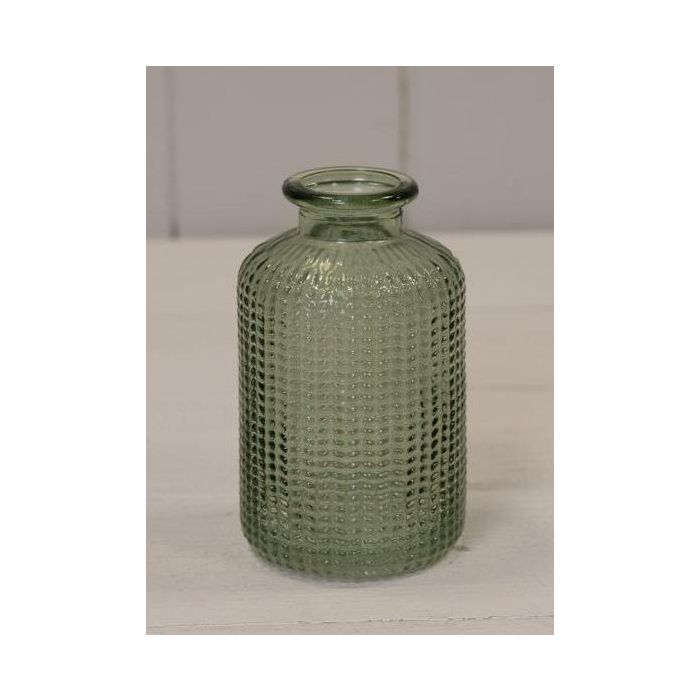 Vintage Green Dimpled Glass Bottle (10cm)