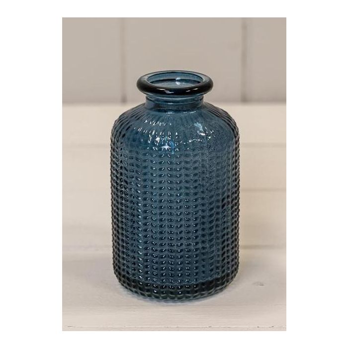 Blue Dimpled Glass Bottle (10cm)