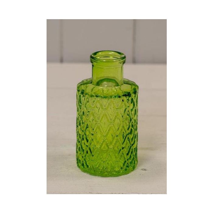 Emerald Green Mini Geometric Glass Bottle (9.2cm)