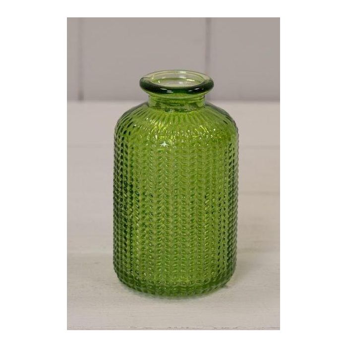 Emerald Green Dimpled Glass Bottle (10cm)