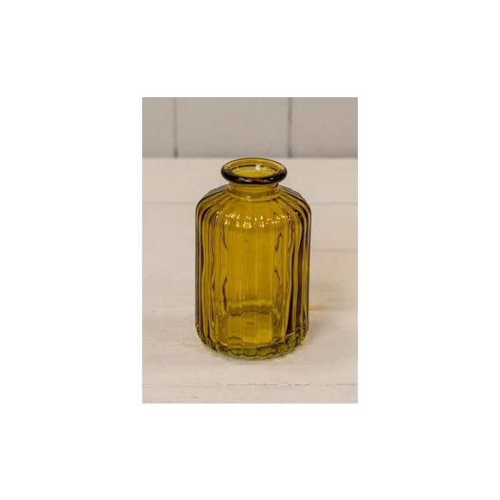 Yellow Ribbed Glass Bottle (10cm)