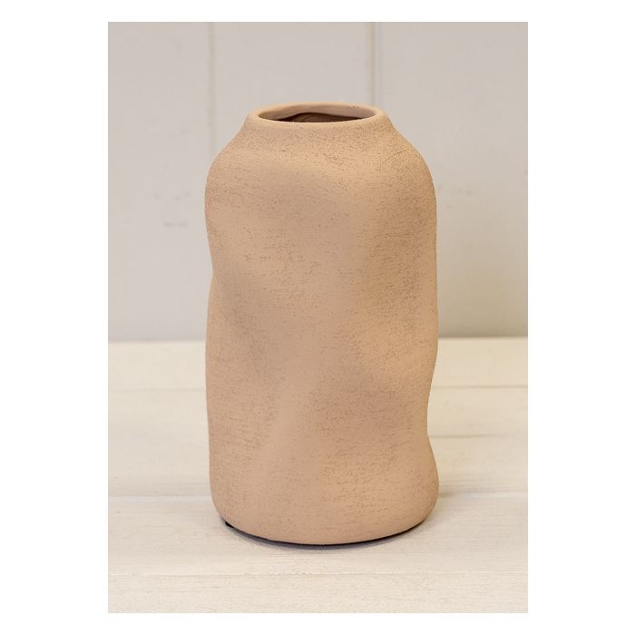 Tan Medium Textured Sculptured Vase 17cm