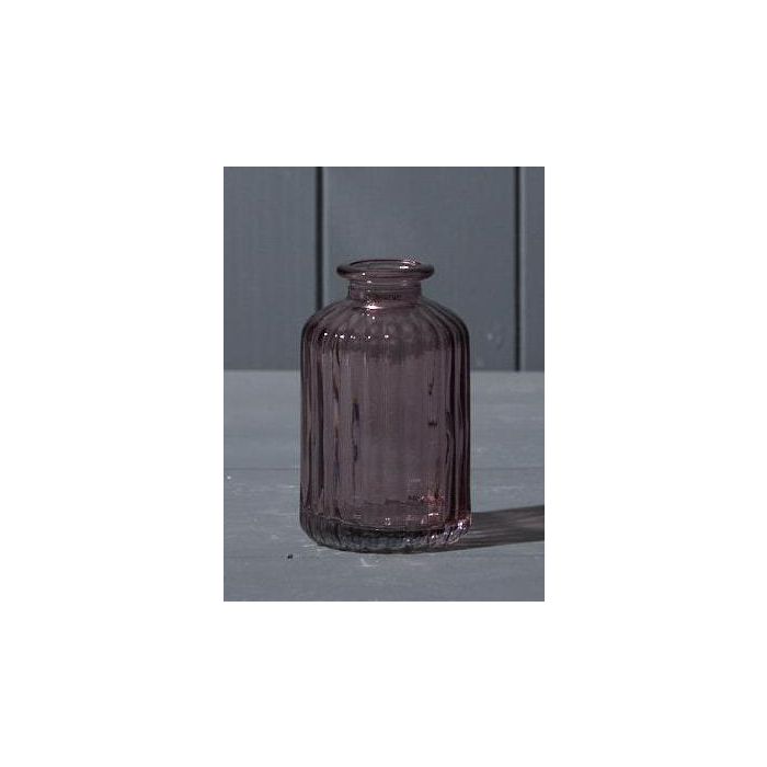 Amethyst Ribbed Glass Bottle (10cm)