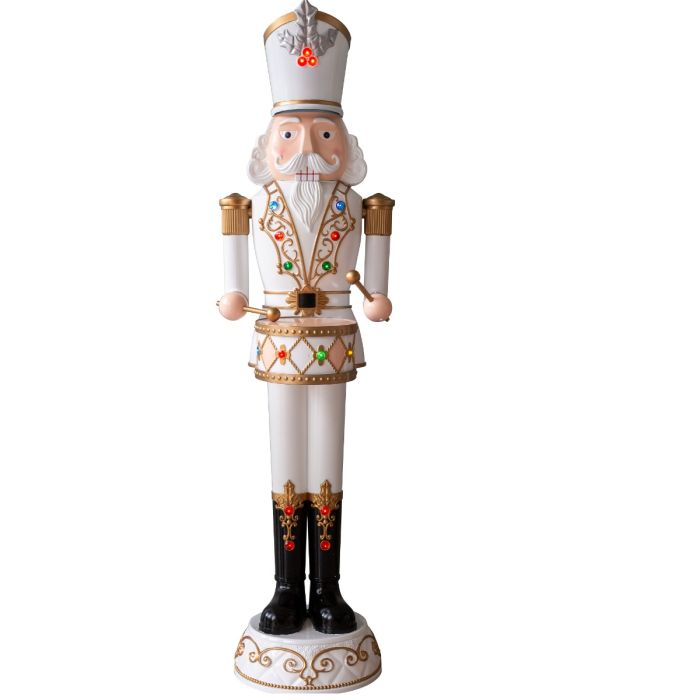 1.8 Meter LED & Musical Animated Nutcracker White/Gold