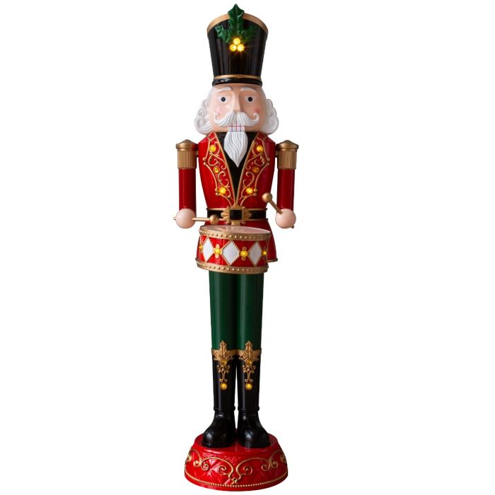 1.8 Meter LED & Musical Animated Nutcracker Red/Green