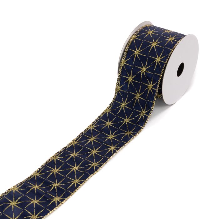 Star Ribbon 2.5"X10y Blue/Gold
