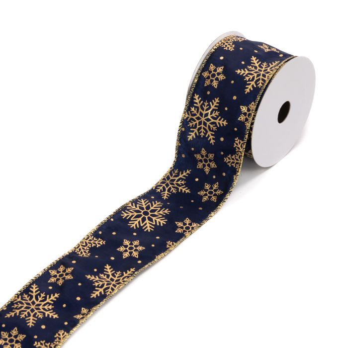 Snowflake Ribbon 2.5"X10y Blue/Gold