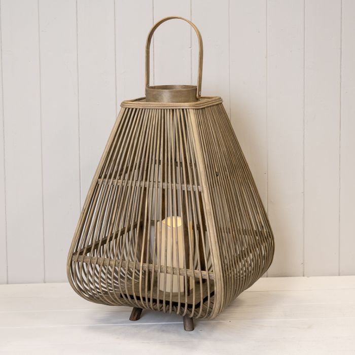 Bamboo Lantern W/LED Candle 48cm