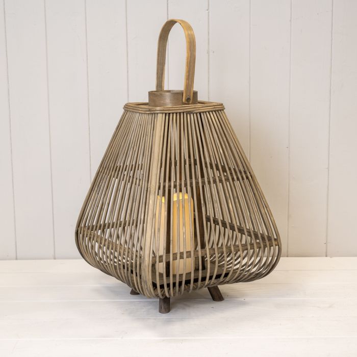 Bamboo Lantern W/LED Candle 41cm