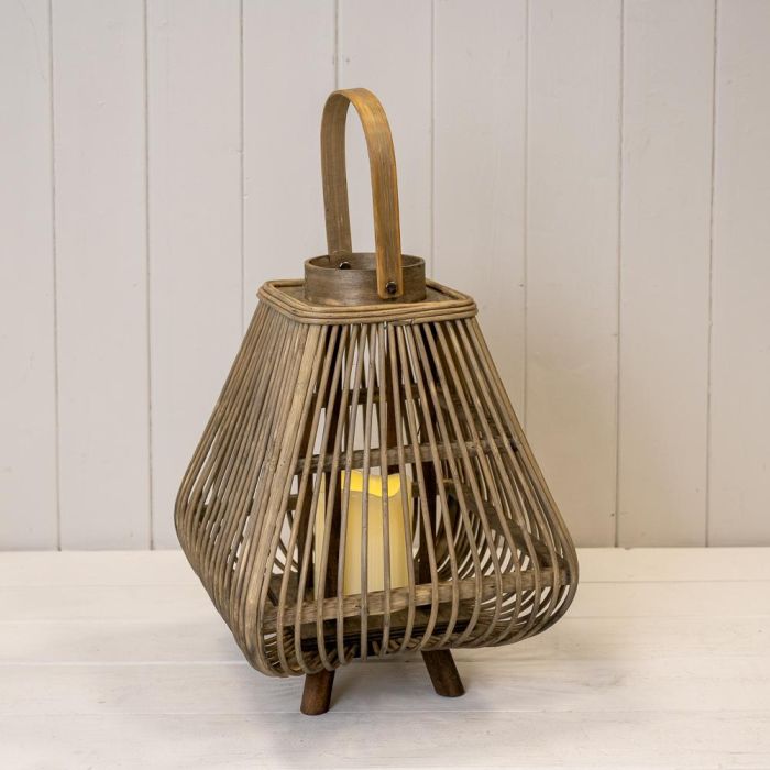 Bamboo Lantern W/LED Candle 32cm