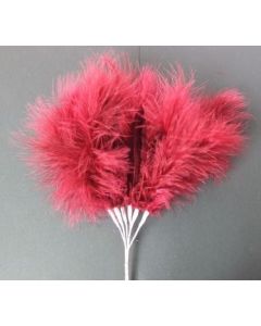 Fluff Feathers x 6 Stems x 6 Bunches Clarret