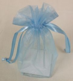 Medium Organza Pouch Blue 15 x 11cm x 10 Pcs