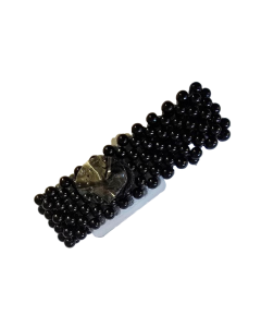 Small Pearl Flower Bracelet - Black 2.5cm Wide
