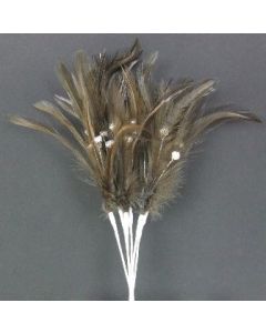 Diamonte Feathers Brown x 3 Bchs