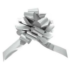 50mm Silver Pullbow Metallic Pk 20s