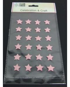 Self Adhesive Glittered Star Pink x 24