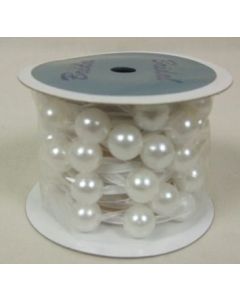 5m Pearled Organza Ribbon Roll White