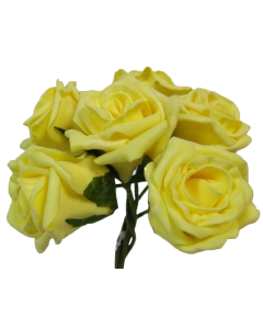 Foam Colourfast Cottage Rose x 6 Lt Yellow