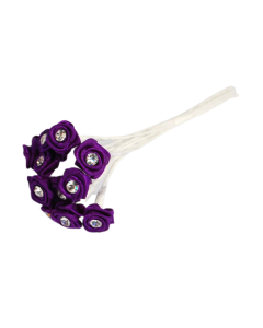 Diamante Ribbon Rose x 12 x 6 Bunches Purple