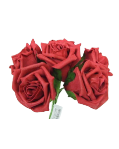 Foam Colourfast Cottage Rose x 6 Ruby Red