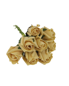 Colourfast Foam Rose Bud x 8 Heads App 3cm Gold