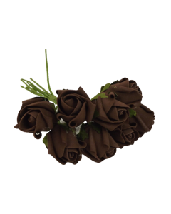 Colourfast Foam Rose Bud x 8 Heads App 3cm Brown