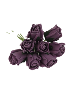 Colourfast Foam Rose Bud x 8 Heads App 3cm Lilac