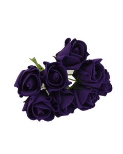 Colourfast Foam Rose Bud x 8 Heads App 3cm Purple