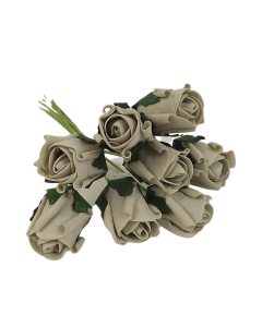 Colourfast Foam Rose Bud x 8 Heads App 3cm Silver
