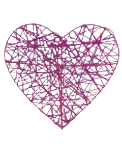 Heart Rattan 30cm Fuchsia