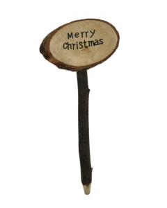 Merry Christmas Wooden Log Pick App 17cm