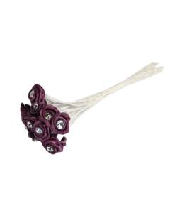 Diamante Ribbon Rose x 12 x 6 Bunches Aubergine
