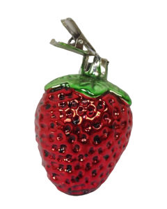 7cm Glass Strawberry Clip-Red